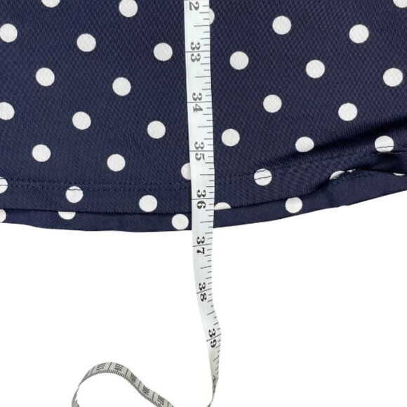 Nina Leonard Blue White Polka Dot High-Low Trapeze 3/4 Sleeve Dress w/pockets L - Picture 8 of 10